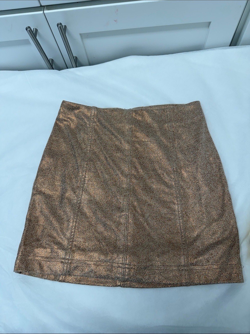 Free People Metallic Bronze Mini Skirt